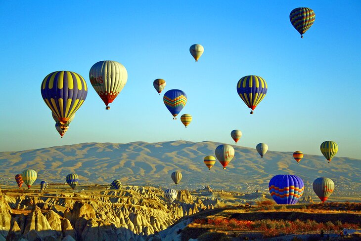 Hot air balloon ride over the valleys