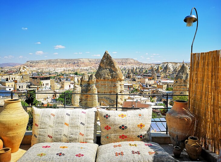 Terrace of a cave hotel in Göreme