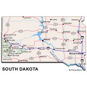 South Dakota on South Dakota Map