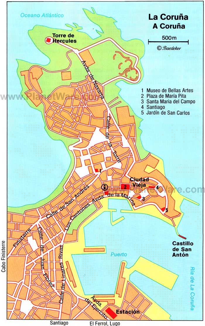 la coruna spain map