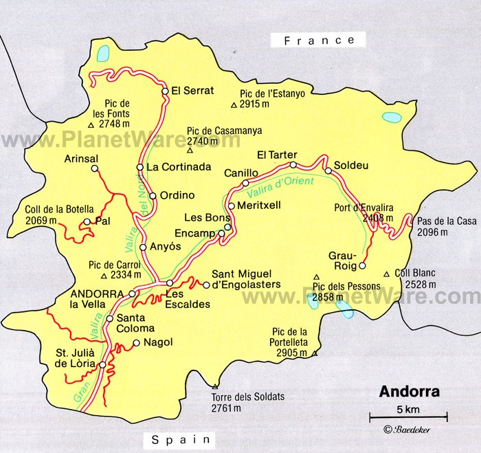 map of france and spain with cities. Andorra Map
