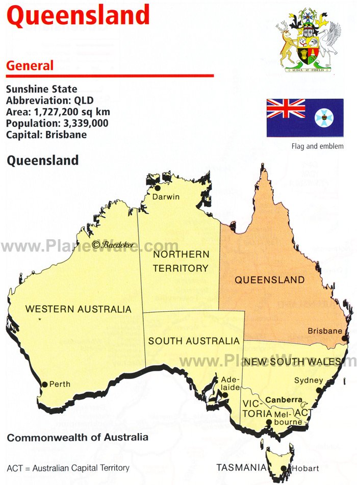 A Map Of Queensland Australia. Australia - Queensland Map