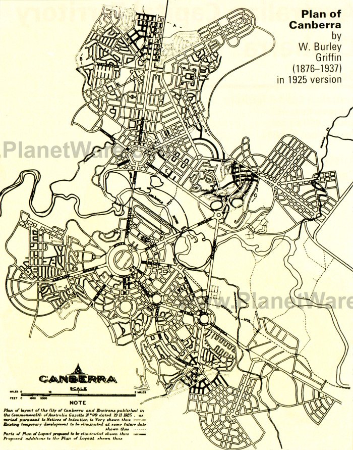 Original Plan of Canberra Map. Australia's capital city of Canberra is a 