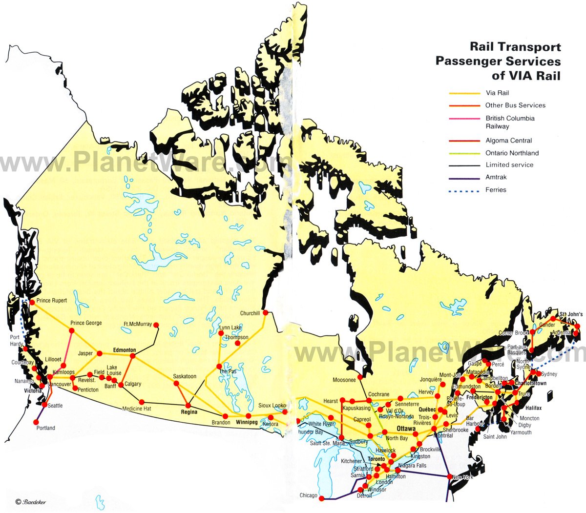 Map of Canada Mountains Rivers and Lakes  PlanetWare