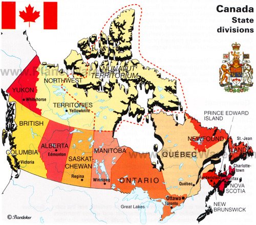 map of canada and usa with cities. Canada is a land of diversity