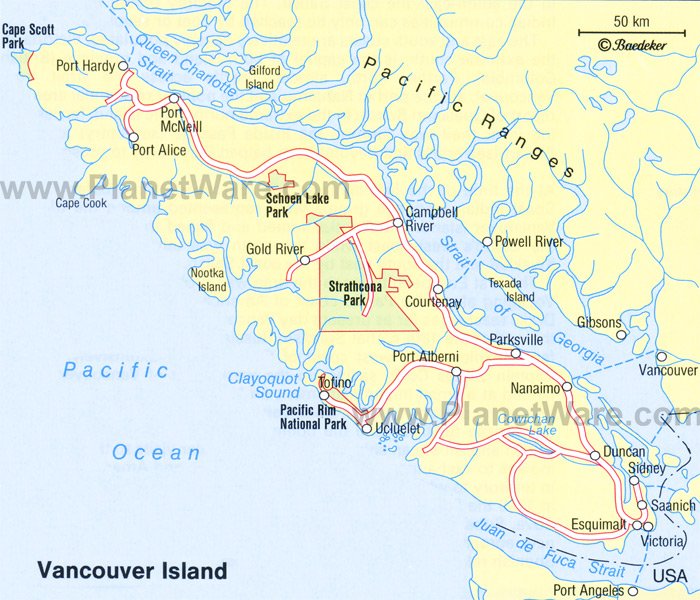 Vancouver Island Map. Vancouver Island is located off the West Coast of 