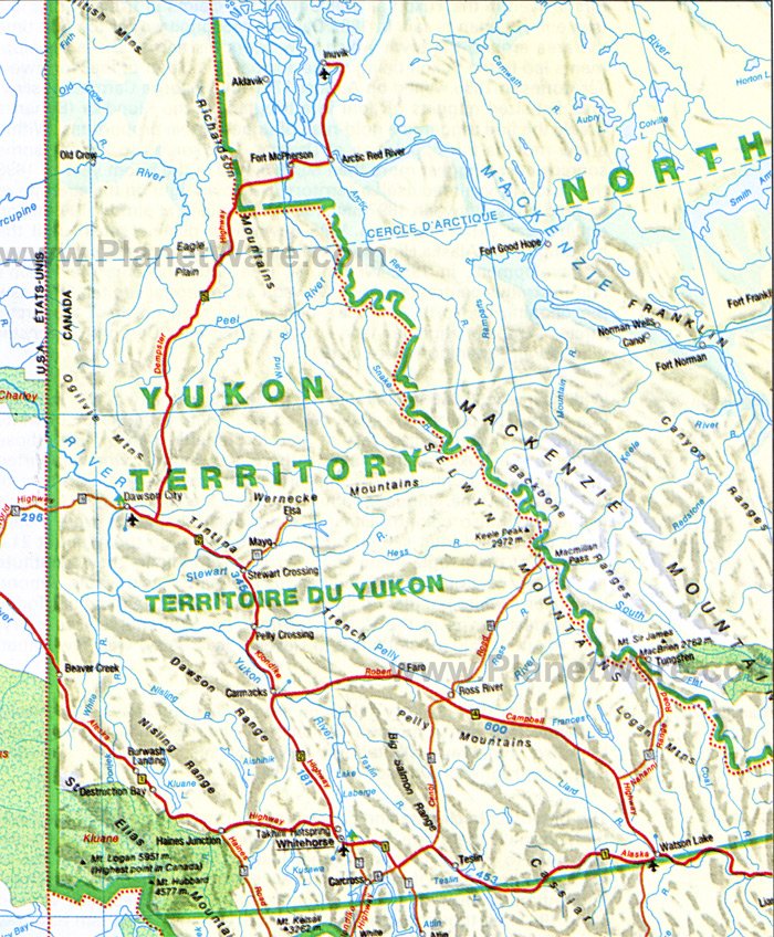 Map Of Alaska And Canada. Yukon Territory (detailed) Map