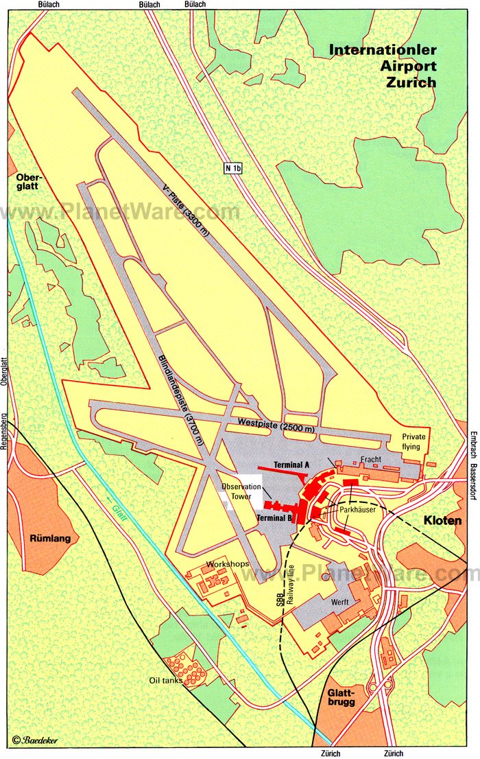 Map Of Zurich. Airport of Zurich Map