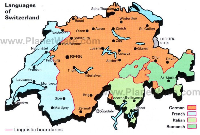 Map Of Switzerland Cities. Switzerland - Languages Map