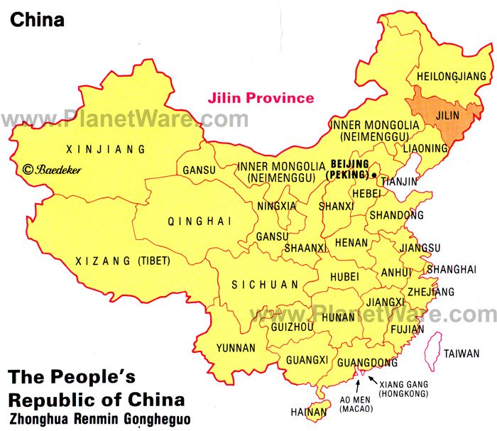 china north korea map. China - Jilin Province Map