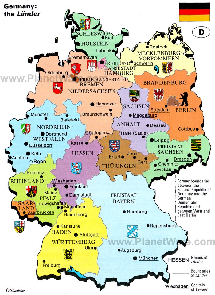 Some attractions within Germany: the Lander Map: