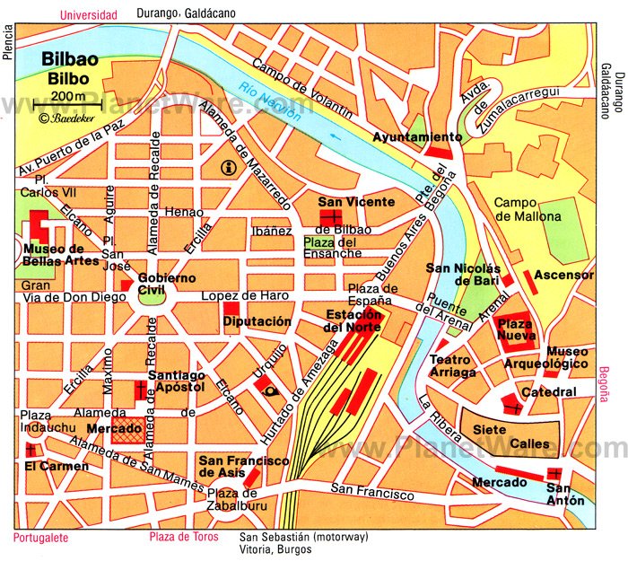Bilbao Map. Bilbao is a major port and home to the Guggenheim Museum Bilbao.