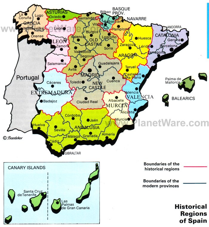 map of spain regions