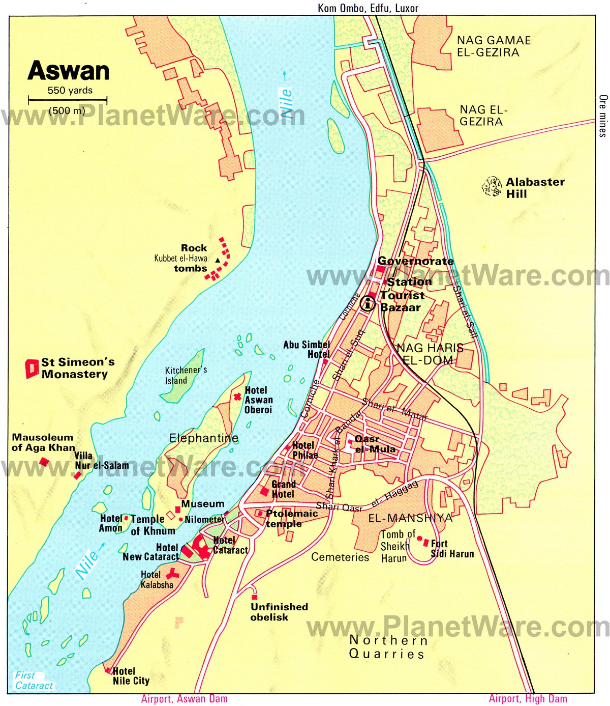 Aswan Map - Tourist Attractions