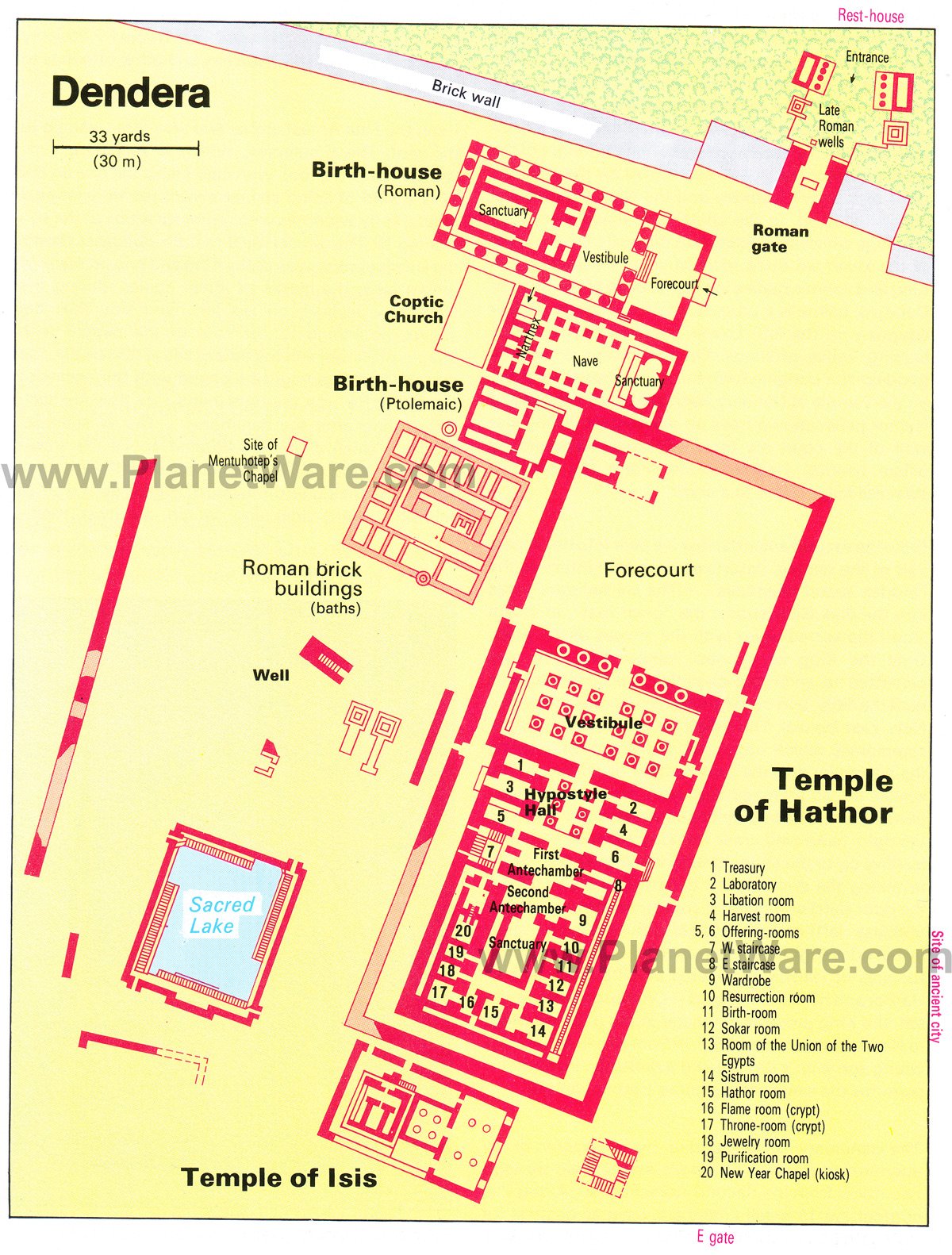 Dendera - Temple of Hathor - Floor plan map