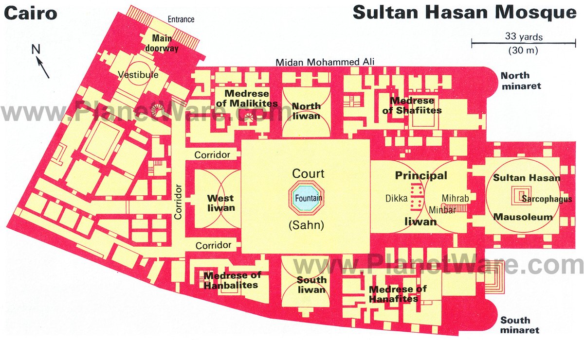 Sultan Hasan Mosque - Floor plan map