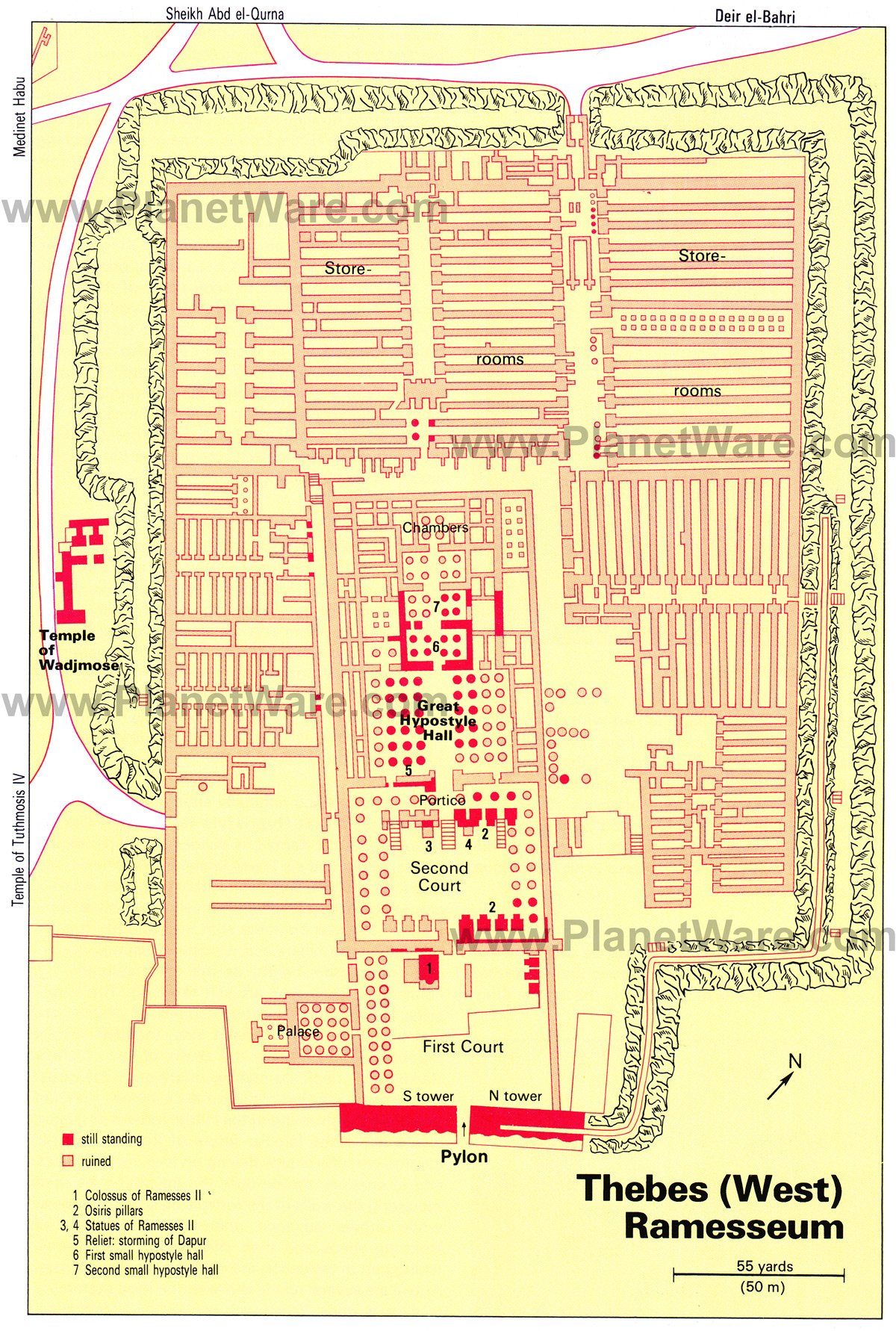 Thebes - Ramesseum - Floor plan map