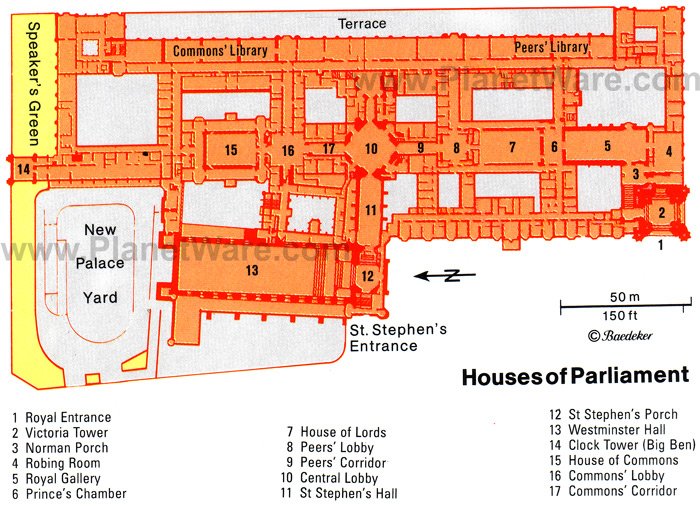 Some attractions within London Houses of Parliament Map: