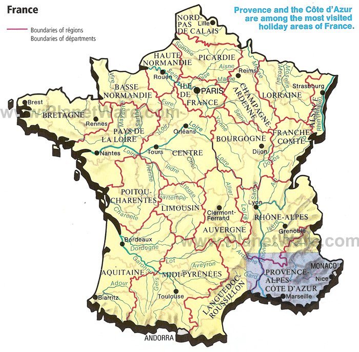 Some attractions within Regions in France Map: