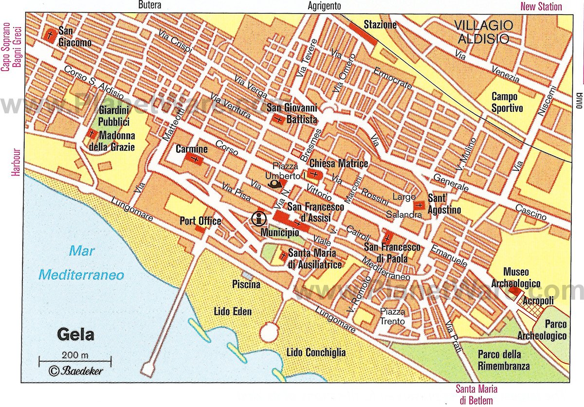 Карта города Gela, Сицилия