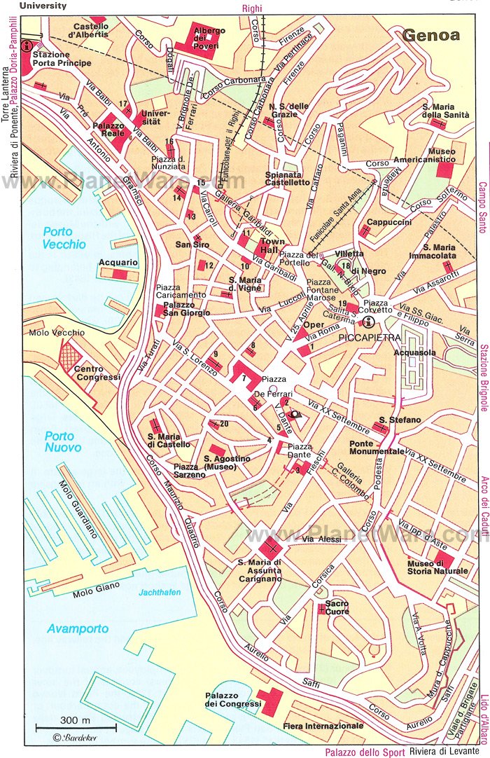 Genoa Map. Genoa is Italy's leading port. It's old town, with its winding 