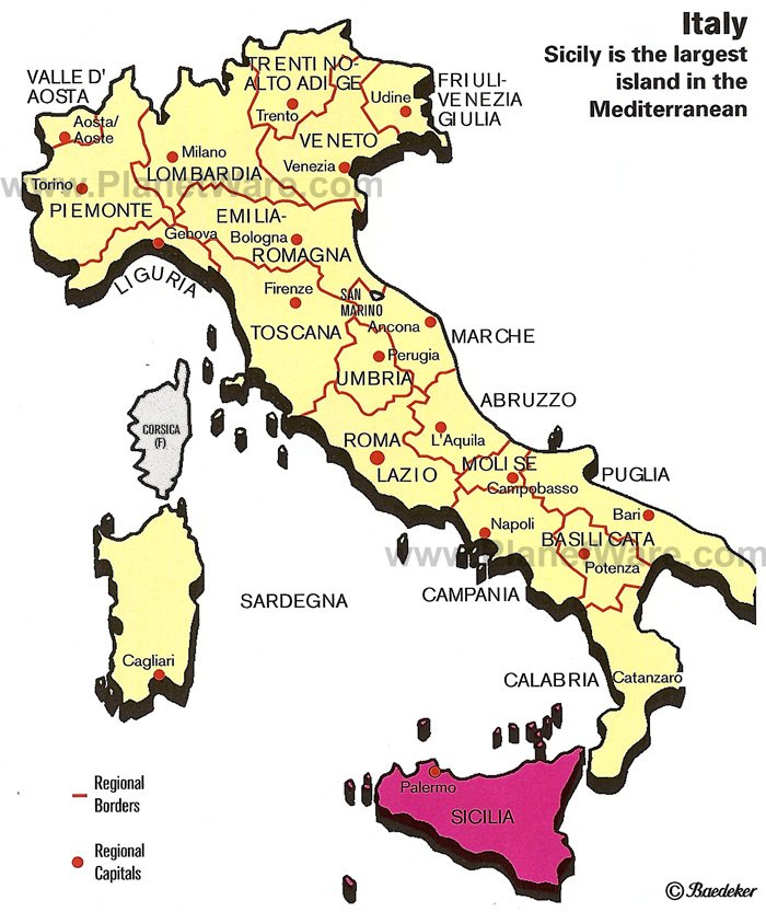 italy map. of Sicily in Italy Map