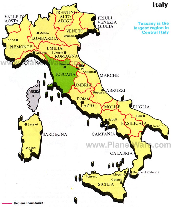 italy map. of Tuscany in Italy Map