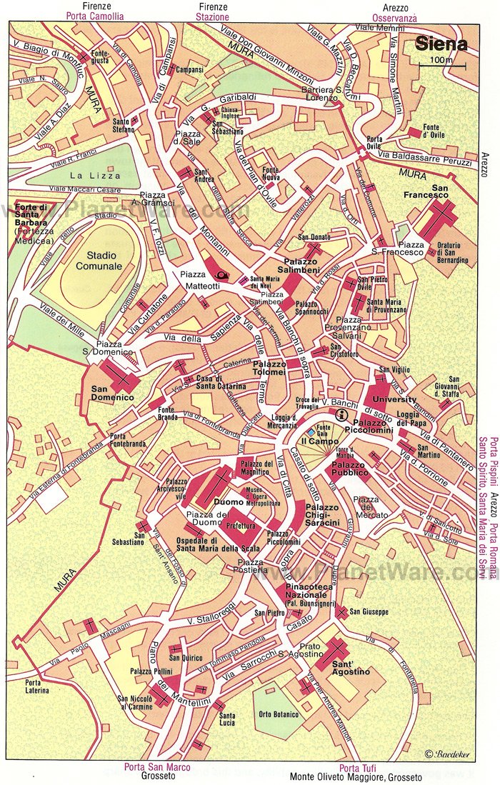 Detailed Map of Siena Attractions. The Tuscan town of Siena has a number of 