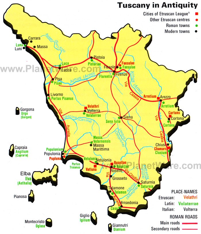 Tuscany in Antiquity Map map of italy tuscany. Tuscany in Antiquity Map