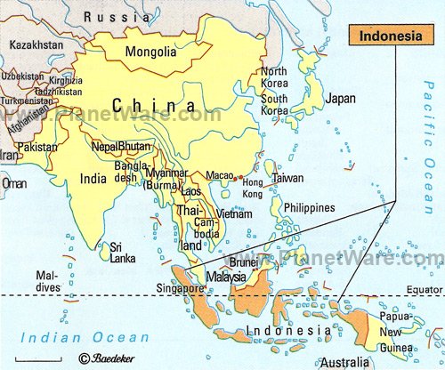 Indonesia consists of a chain of islands between the Indian Ocean and the 
