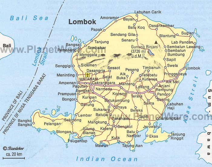 Lombok Map. The island of Lombok is located southeast of Bali and is an up 