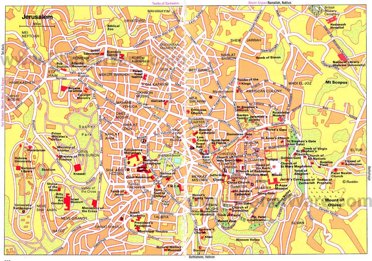 Jerusalem Map - Tourist Attractions