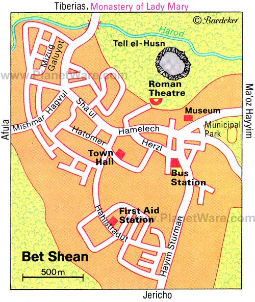 Bet Shean Map - Tourist Attractions