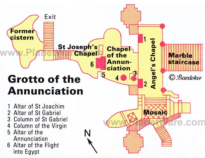 Nazareth - Grotto of the Annunciation - Floor plan map