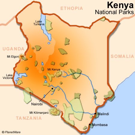 Map Of Kenya Africa. Kenya has numerous National