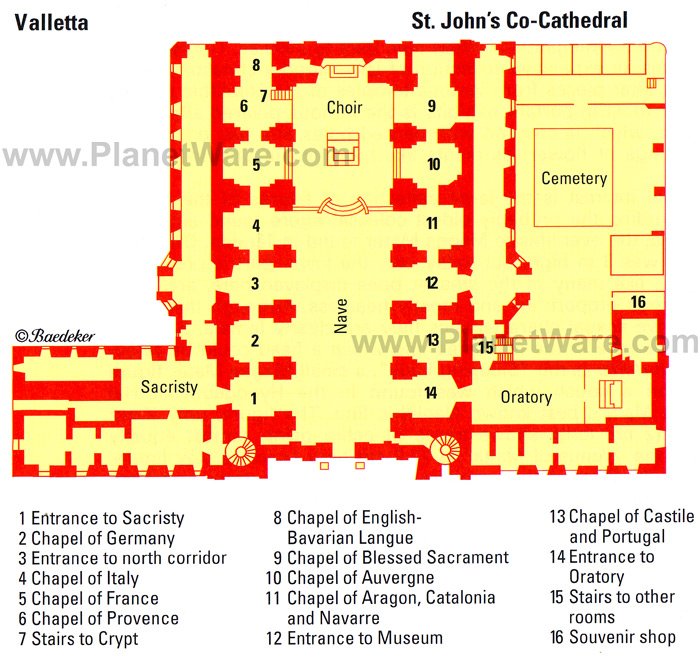 St.Johns Co-Cathedral - Floor plan map