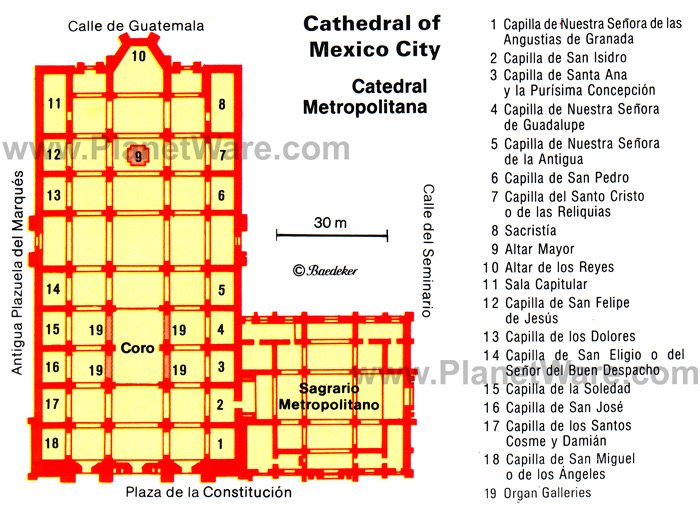 maps of mexico city. Cathedral of Mexico City