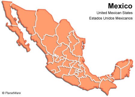 map of usa and mexico. Mexico, bordering with the USA