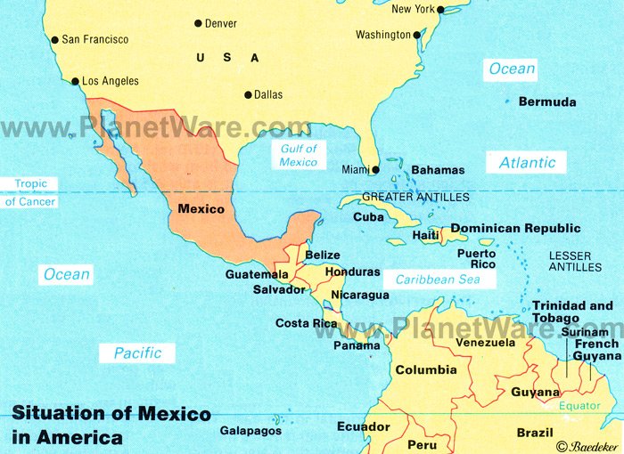 Map Of Belize And Mexico. Situation of Mexico in America