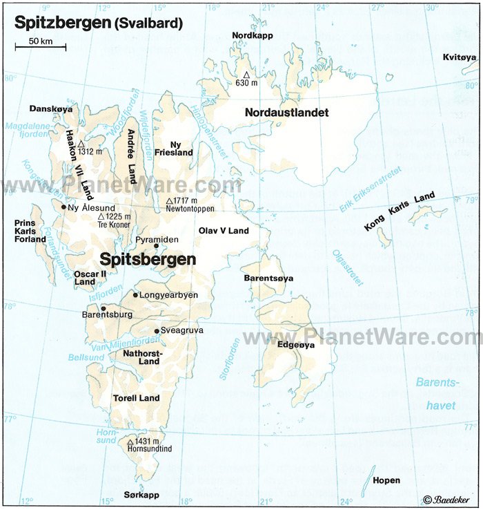 Spitzbergen (Svalbard) Map - Tourist Attractions