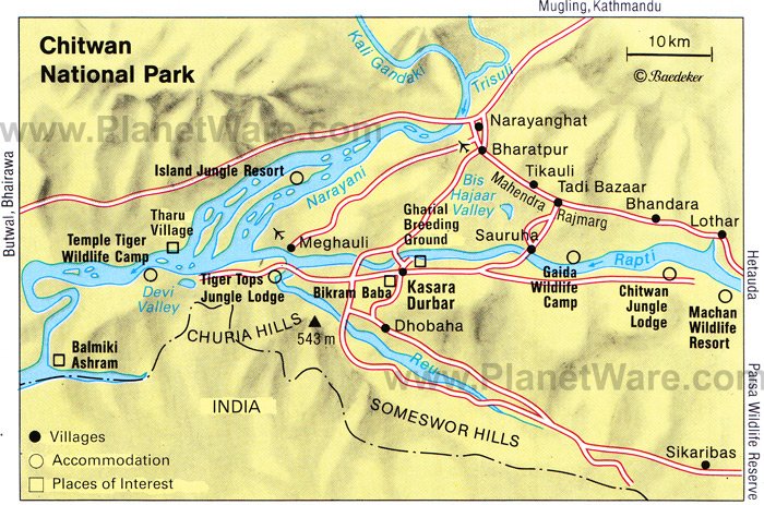 central park map. Chitwan National Park, Central