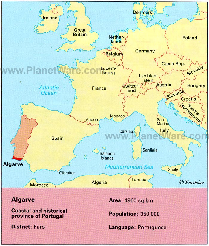 Algarve - Coastal and historical province of Portugal Map