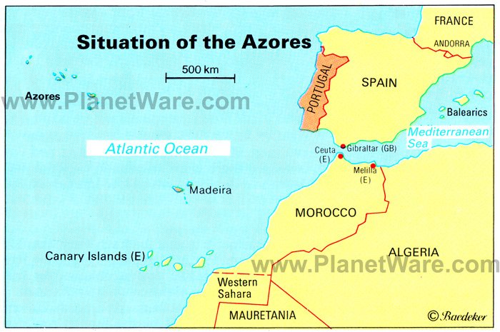 Situation of the Azores Map. The vegetation of the Azores is of almost 