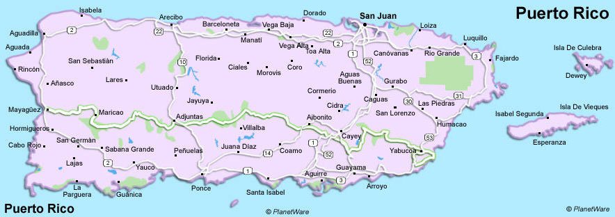 Map Of Puerto Rico With Major Cities. Puerto Rico Map