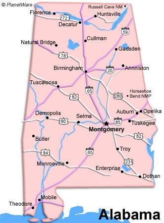 alabama map of cities. within Alabama Map: