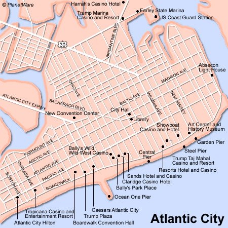 City  on Atlantic City Map   Attractions