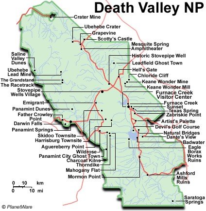 Death Valley National Park - Map