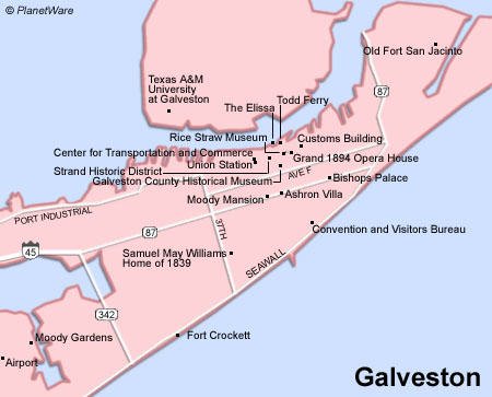 Beach Houses Galveston on Some Attractions Within Map Of Galveston Attractions Map