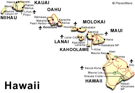 hawaii maps of islands. within Hawaii Map: