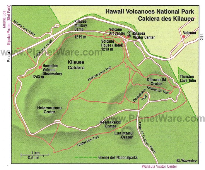 Hawaii Volcanoes National Park Map